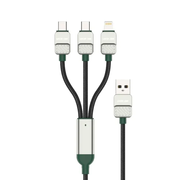 کابل بافته‌شده ۳ در ۱ گرین لاین (GN3N1EACGN) Green Lion 3-in-1 Braided Cable